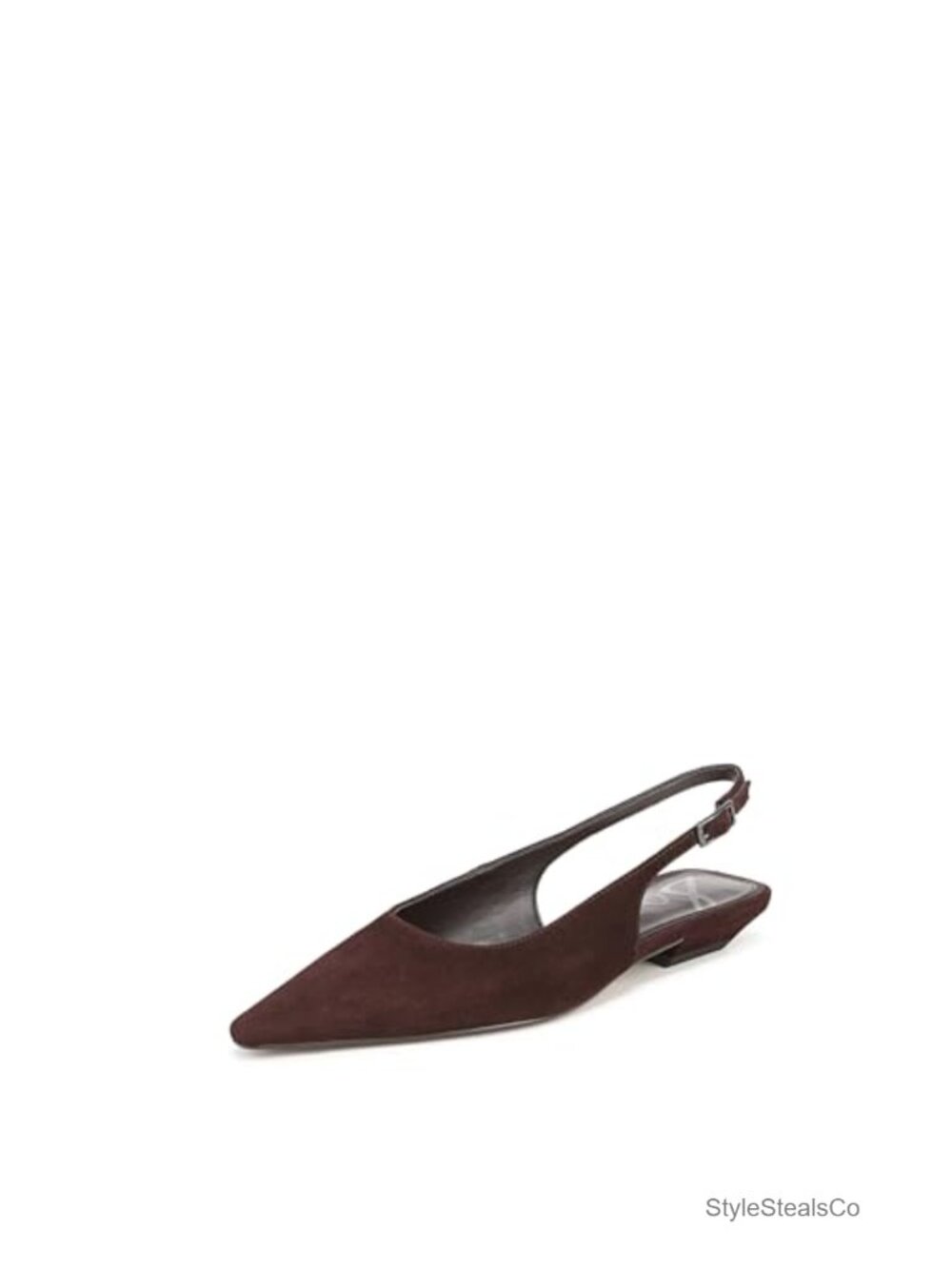 Slingback Pointed Toe Suede Flats with Buckle Closure